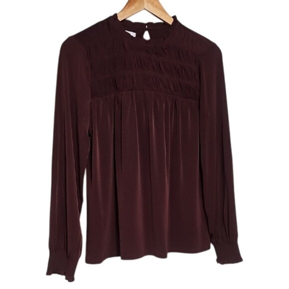 Maurices Burgundy Blouse Top Long Sleeve Shirt Size‎ S EUC